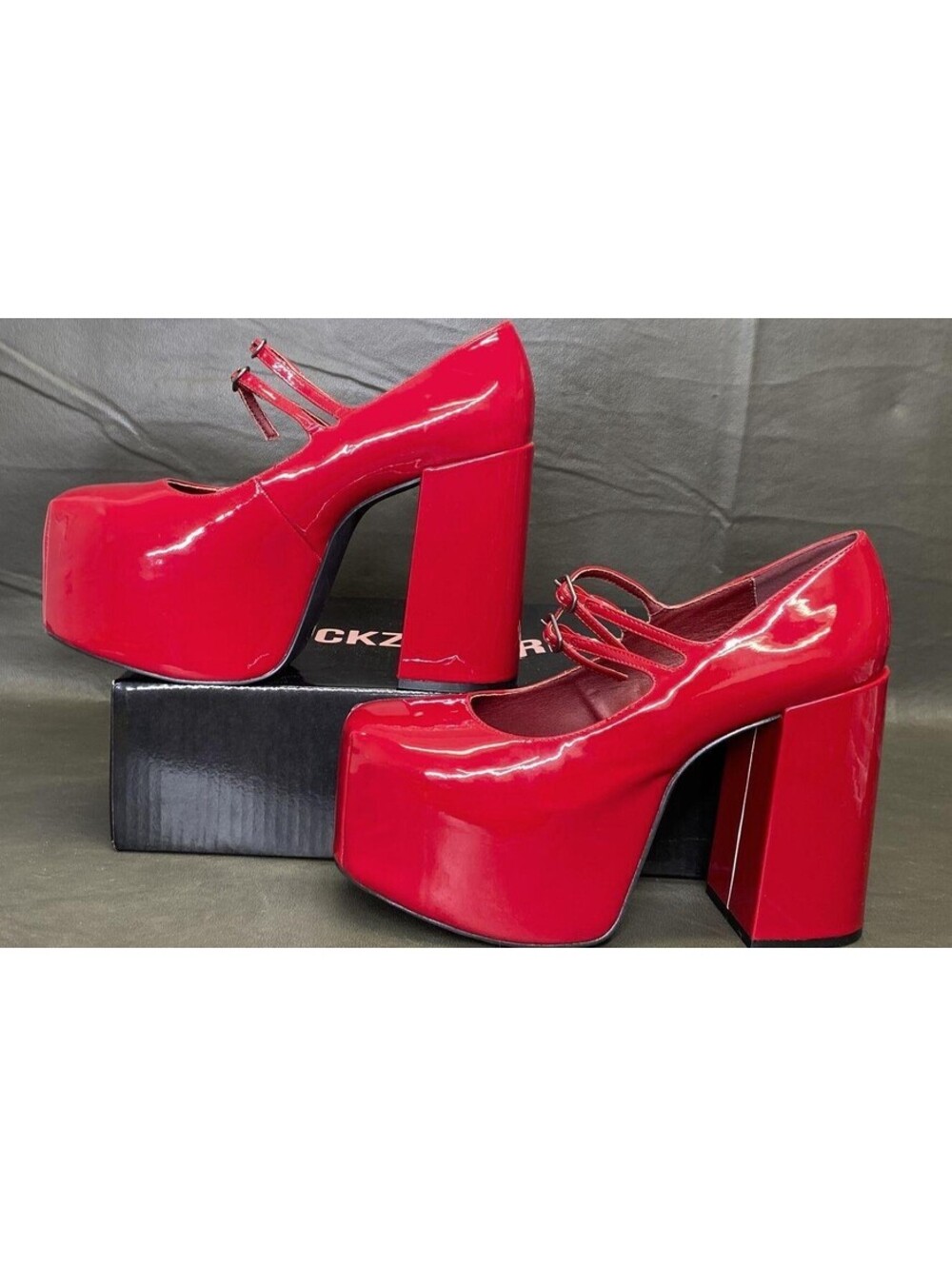 Dolls Kill Red Faux Leather Low Pitch MaryJane Women's Platform Heels - Size 10M